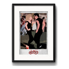 Cuadro Grease Minimalista John Travolta Pelicula C/ Paspartú Marco Negro
