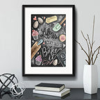 Cuadro Bake Frase Chef Cocina Cupcakes Bakery Con Paspartu Marco Negro