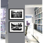 Set 2 Cuadros Paisajes Blanco Y Negro Decoracion Paspartú