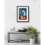 Cuadro Picasso Jacqueline Con Flores 53x43cm Con Paspartú Marco Negro