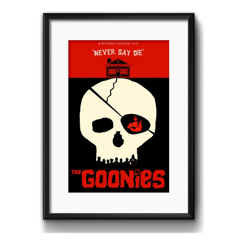 Cuadro Los Goonies Minimalista Pelicula Cinema Arte Paspartú Marco Negro