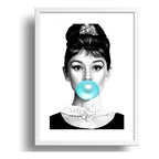 Cuadro Audrey Hepburn Chicle Blanco Y Negro Con Paspartu
