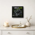 Cuadro Kawasaki Ninja Motocicleta Moto Gp Deportes Coleccion Marco Negro