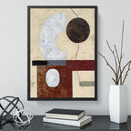 Cuadro Dormitorio Living Boho Abstracto B2 Tonos Terrosos Marco Negro