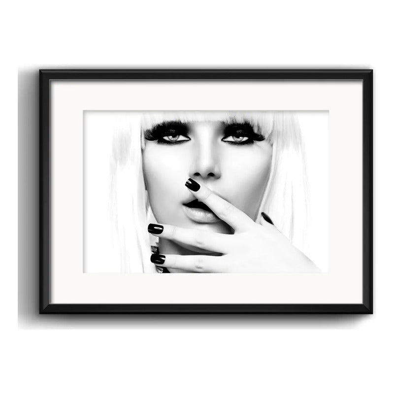 Cuadro Fashion Moda Blanco Y Negro Salón Decoración Paspartú