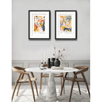 Set 2 Cuadros Living Le Jardin Botanico 53x43cm Con Paspartu Marco Negro