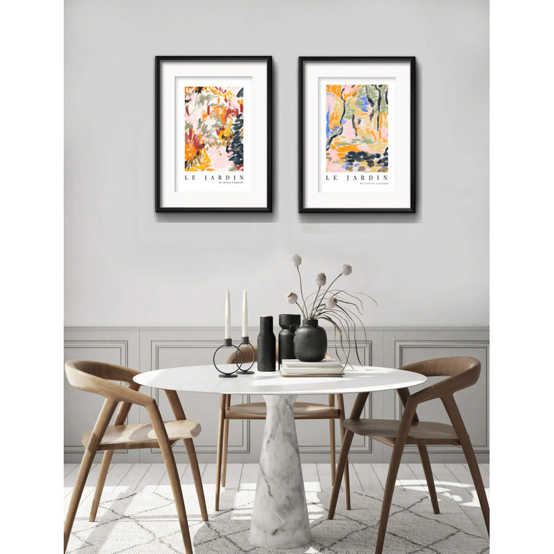 Set 2 Cuadros Living Le Jardin Botanico 53x43cm Con Paspartu Marco Negro