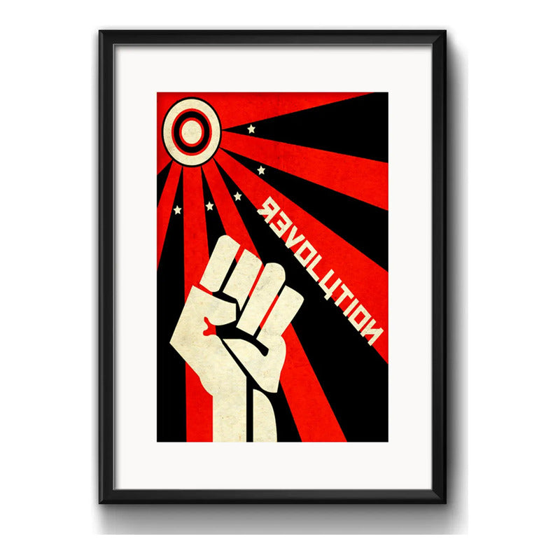 Cuadro Revolución Rusa 1917 Brs1 Decoracion Con Paspartu Marco Negro
