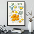 Cuadro Madeleines Postre Francés Receta Pastelitos Cocina Marco Negro