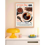 Cuadro Cafe Americano 1942 Italia Cocina Vintage Marco Oak Marco Marrón Claro