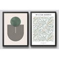 Set 2 Cuadros Dormitorio Living Verde Green Abstracto Morris Marco Negro