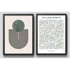 Set 2 Cuadros Dormitorio Living Verde Green Abstracto Morris Marco Negro