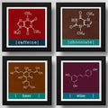 Set 4 Cuadros Formula Quimica Café Vino Chocolate Cerveza