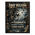 Cuadro Skay Beilison Aves Migratorias Letra Rock Redondos Marco Negro