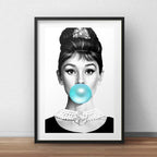 Cuadro Audrey Hepburn Chicle Blanco Y Negro Con Paspartu