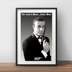 Cuadro James Bond 007 Pelicula Retro Blanco Y Negro Paspartú Marco Negro