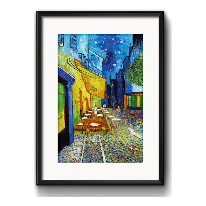 Cuadro Terraza En Café Van Gogh Obra Pintor Con Paspartú Marco Negro