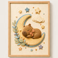 Cuadro Dormitorio Infantil Bebe Carpincho Luna Efecto 3d Marco Madera Oak Madera Clara