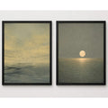 Set 2 Cuadros Living Dormitorio Paisaje Abstracto Sunset Marco Negro