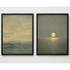Set 2 Cuadros Living Dormitorio Paisaje Abstracto Sunset Marco Negro
