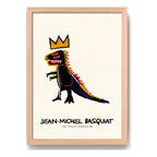 Cuadro Basquiat Dinosaurio Pez Dispenser Arte Urbano Oak Marco Marrón Claro