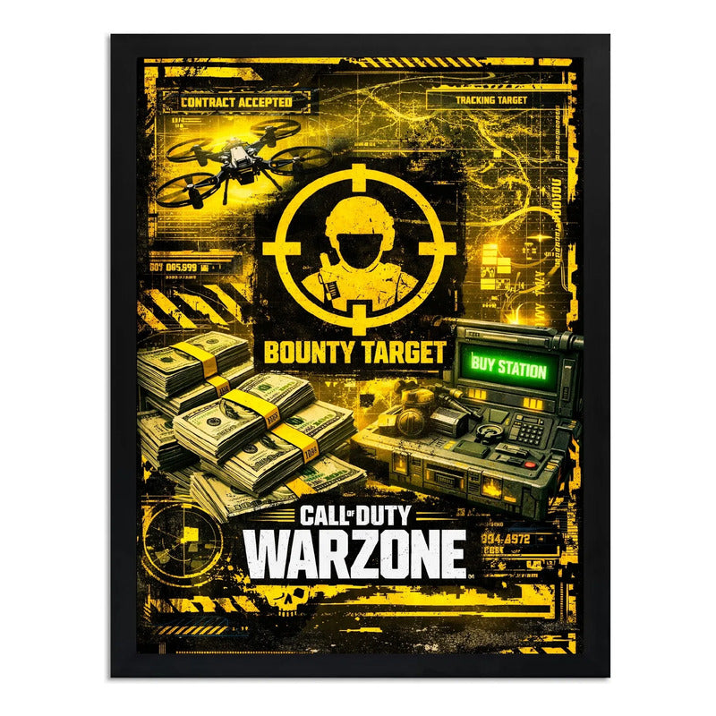 Cuadro Call Of Duty Warzone Bounty Target Videojuego Game Marco Negro