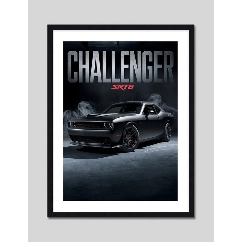 Cuadro Dodge Challenger Srt8 Auto Modelo Carrera Decoracion Marco Negro