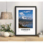 Cuadro Ushuaia Tierra Fuego Argentina Ciudad Con Paspartú Marco Negro