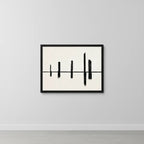 Cuadro Living Dormitorio Abstracto Minimalista Trazos Negros Marco Negro