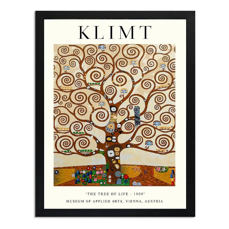 Cuadro Living Dormitorio Gustav Klimt El Árbol De La Vida Marco Negro