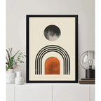 Cuadro Dormitorio Living Boho Luna Abstracto Geometrico Arte Marco Negro