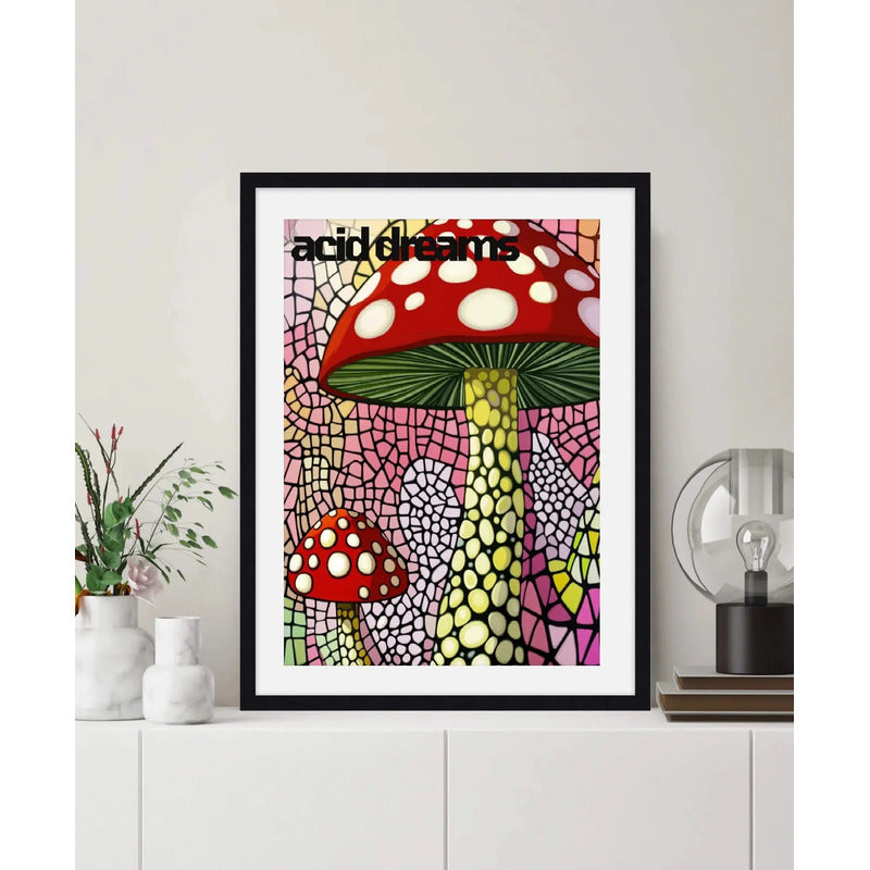 Cuadro Cucumelo Hongos Yayoi Kusama Arte Japon Decoracion Cucumelo Acid Dreams 3 Marco Negro