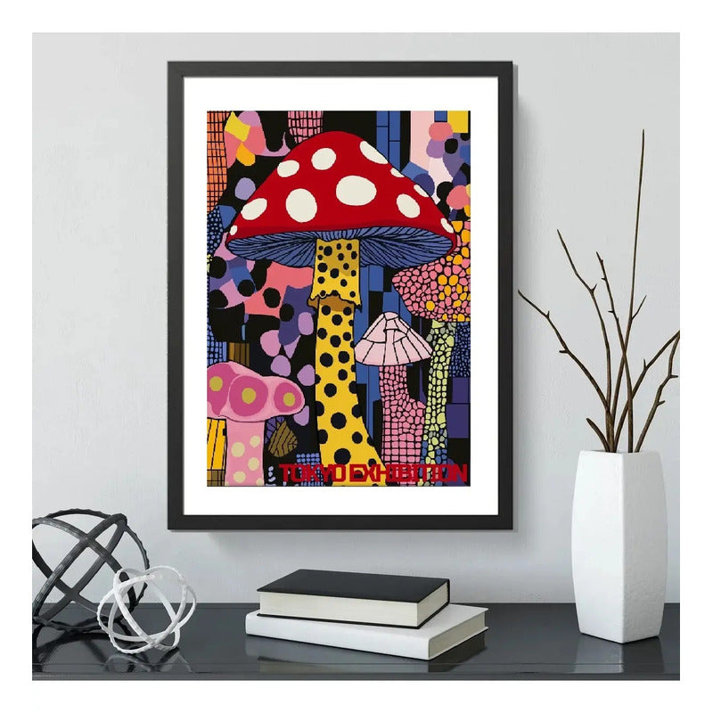 Cuadro Cucumelo Hongos Yayoi Kusama Arte Japon Decoracion Cucumelo Acid Dreams Yayoi 5 Marco Negro