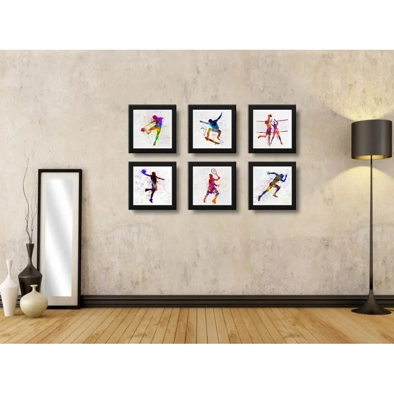 Set 6 Cuadros Deportes Pop Art Futbol Skate Basket Tenis