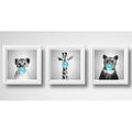 Set 3 Cuadros Leon Jirafa Oso Chicle Baby Animals Pop Art Marco Blanco