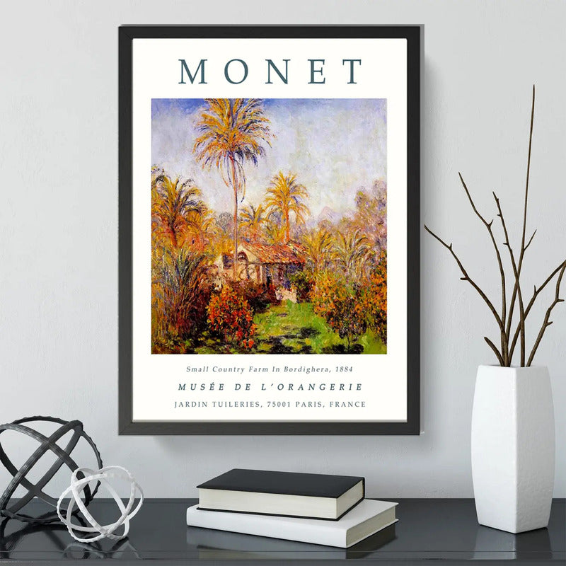 Cuadro Dormitorio Living Claude Monet Granja Bordighera Farm Marco Negro