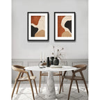 Set 2 Cuadros Boho Arte Abstracto Tonos Tierra Con Paspartu 53x43cm Cada Cuadro Negro