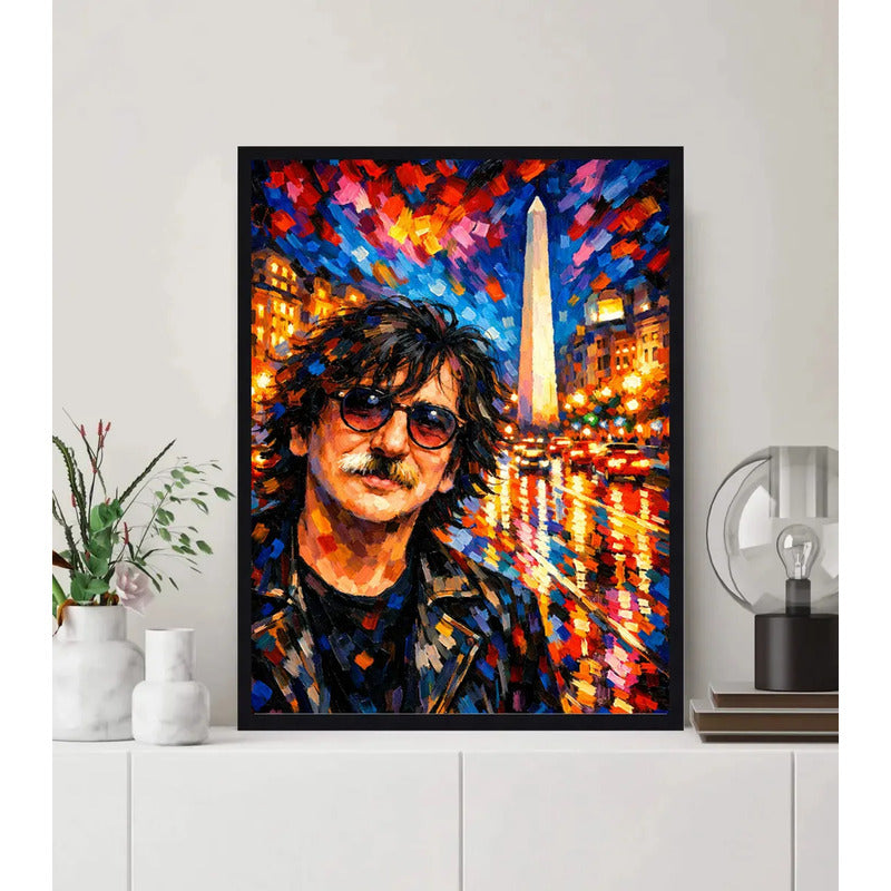 Cuadro Charly García Colors Argentina Musica Arte Colores Marco Negro