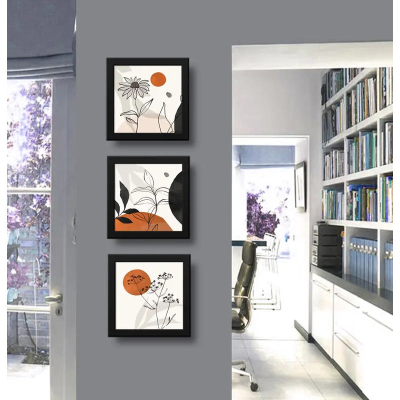 Set 3 Cuadros Boho Chic Hojas Flor Arte Decoracion