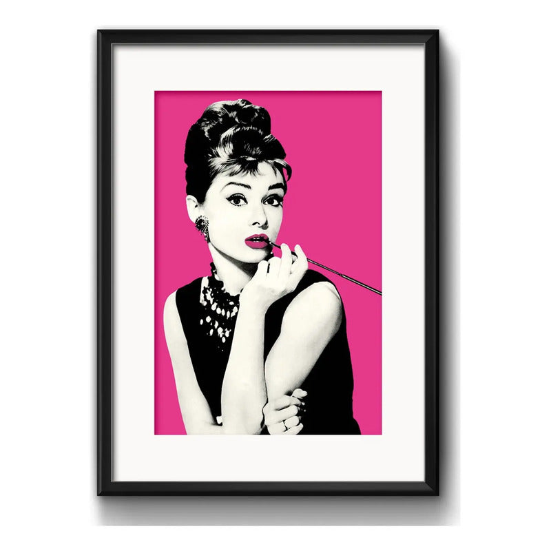 Cuadro Audrey Hepburn Pop Art Cine Hollywood Con Paspartu