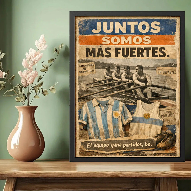 Cuadro Frase Motivacional Juntos Somos Más Fuertes Uruguay Marco Negro