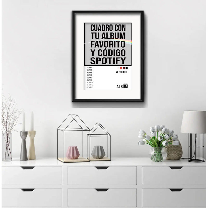 Cuadro Canciones Spotify Personalizado 53x43cm Con Paspartú Marco Negro
