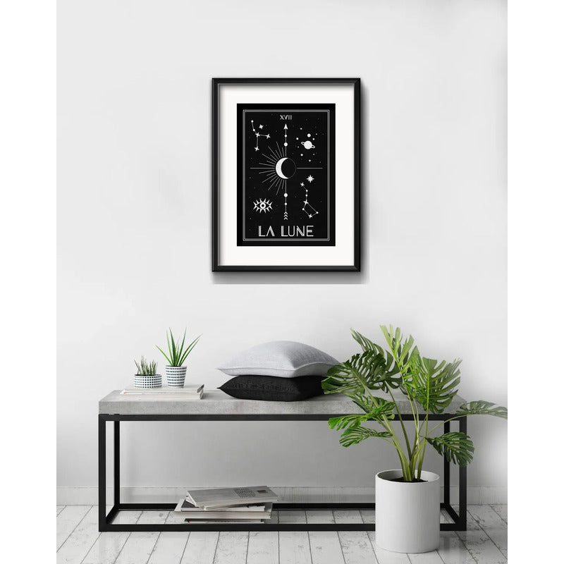 Cuadro La Luna Tarot Astrologia Arte 53x43cm Con Paspartú Marco Negro