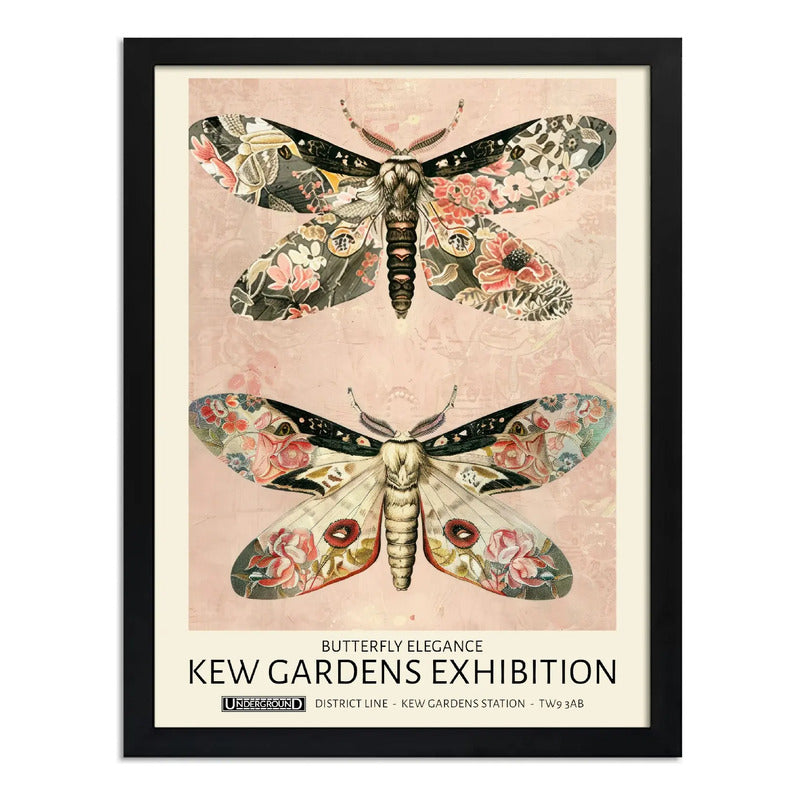 Cuadro Living Dormitorio Mariposas Elegantes William Morris Marco Negro