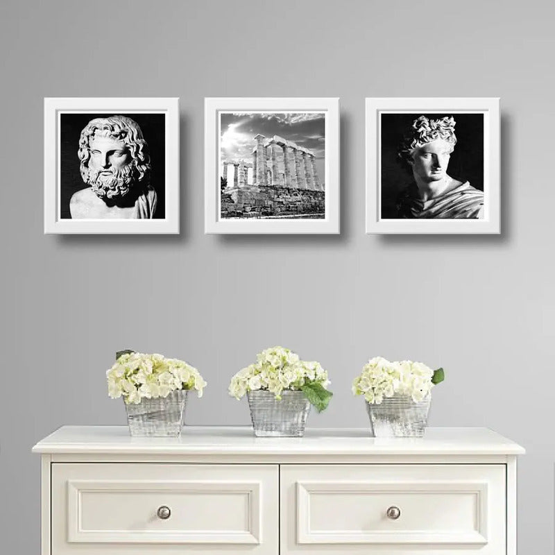 Set 3 Cuadros Zeus Apolo Ruinas Griegas Grecia Decoracion