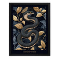 Cuadro Serpiente Dorada Hojas Botanico Año De La Serpiente 1 Serpiente Dorada Botanico Marco Negro