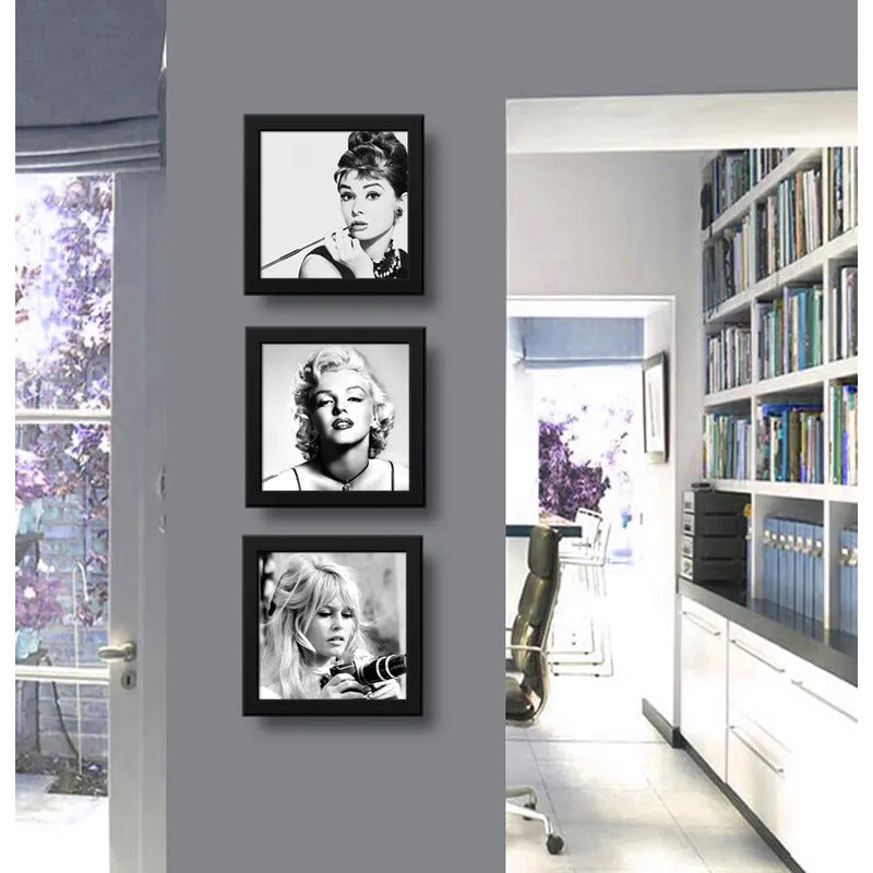 Set 3 Cuadros Marilyn Monroe Audrey Hepburn Brigitte Bardot