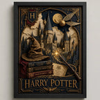 Cuadro Harry Potter Hogwarts Pelicula Cine Arte Efecto 3d Marco Negro