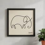 Cuadro Para Living Cocina Estudio Decoracion Moderna Nude Pablo Picasso Elefante Color Beige Con Marco Negro