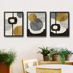 Set 3 Cuadros Dormitorio Living Boho Abstract Tonos Terrosos Marco Negro